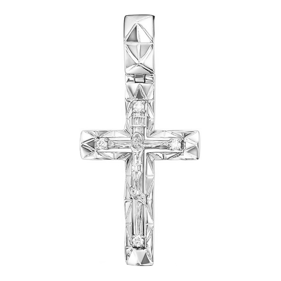 Крест, золото, бриллиант, белый, 11-0607